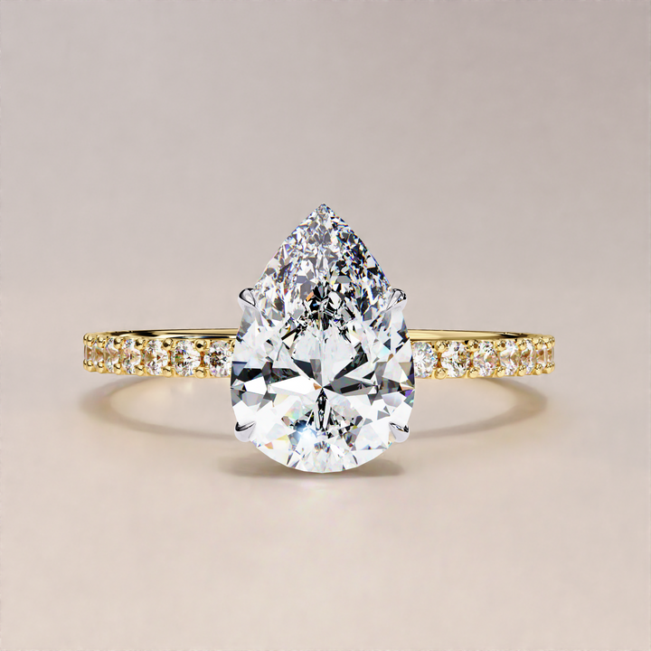 pear lab diamond ring | yellow gold engagement ring | lab grown diamond
