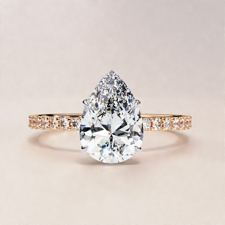 sustainable wedding ring | dainty solitaire ring | pear diamond gold
