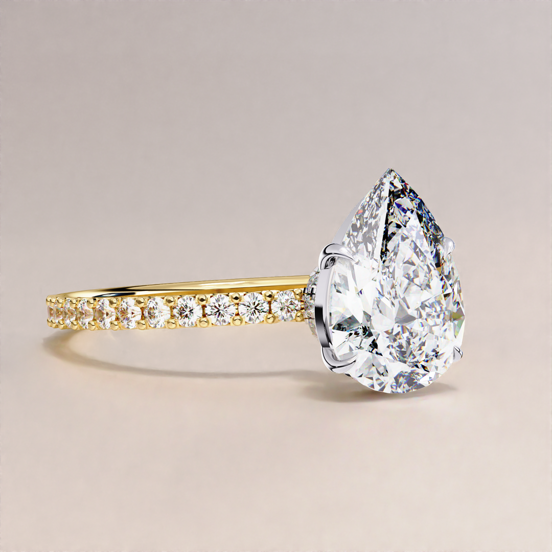 lab created pear ring | dainty diamond ring | pear shape solitaire
