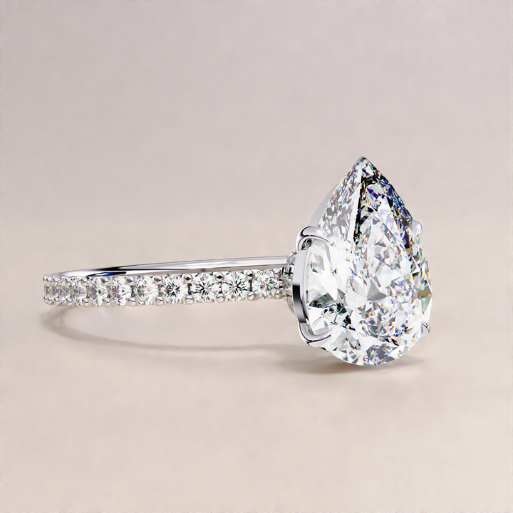 handmade diamond ring | pear diamond promise ring | real gold ring
