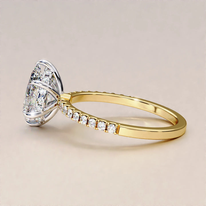 Pear Cut Hidden Halo Lab Grown Engagement Ring