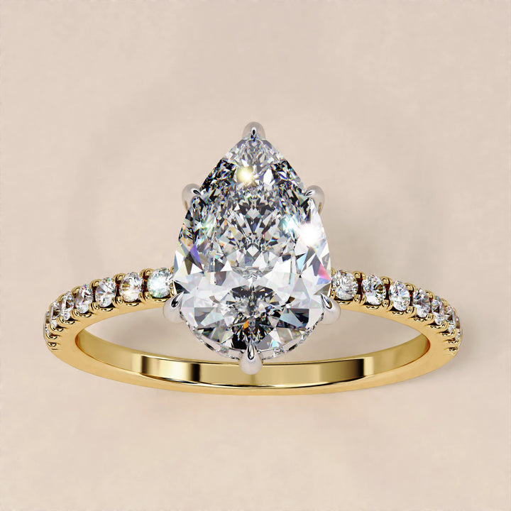 Pear Cut Hidden Halo Lab Grown Engagement Ring