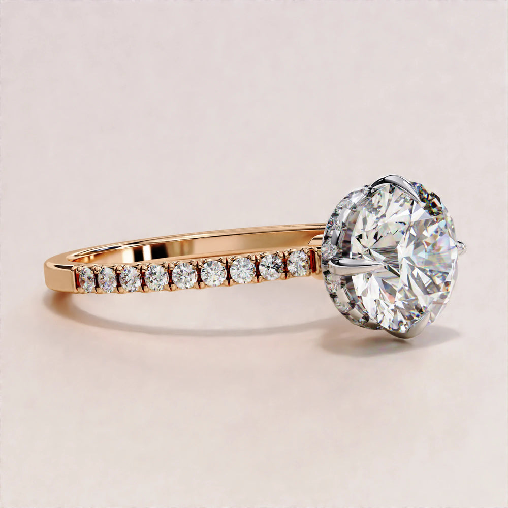 Round Brilliant Lab Grown Diamond Ring Hidden Halo Engagement Ring Lab Create Diamond Wedding Ring Brilliant Proposal Ring for Girlfriend