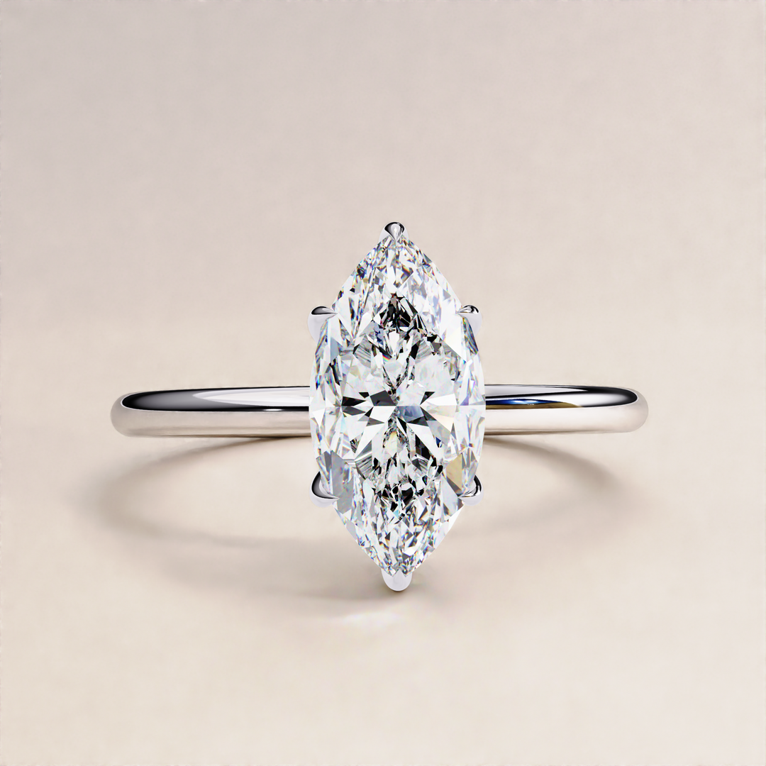 18k Solid Gold Marquise Cut Lab Grown Diamond Wedding Ring