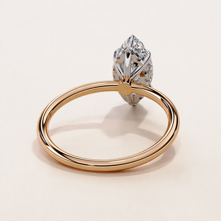 18k Solid Gold Marquise Cut Lab Grown Diamond Wedding Ring