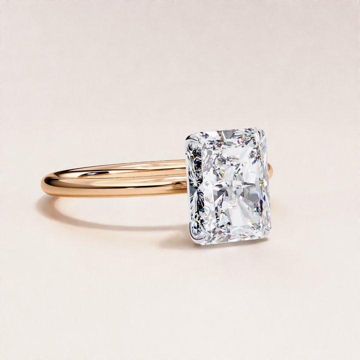 brilliant hidden halo diamond ring | bridal diamond ring with radiant cut | radiant cut moissanite ring 