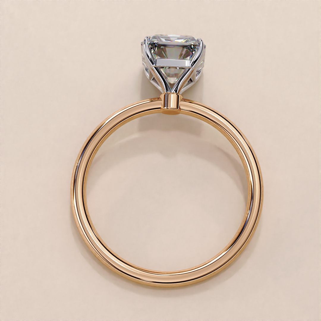 classic radiant cut diamond ring | hidden halo diamond jewelry gift | round hidden halo engagement ring