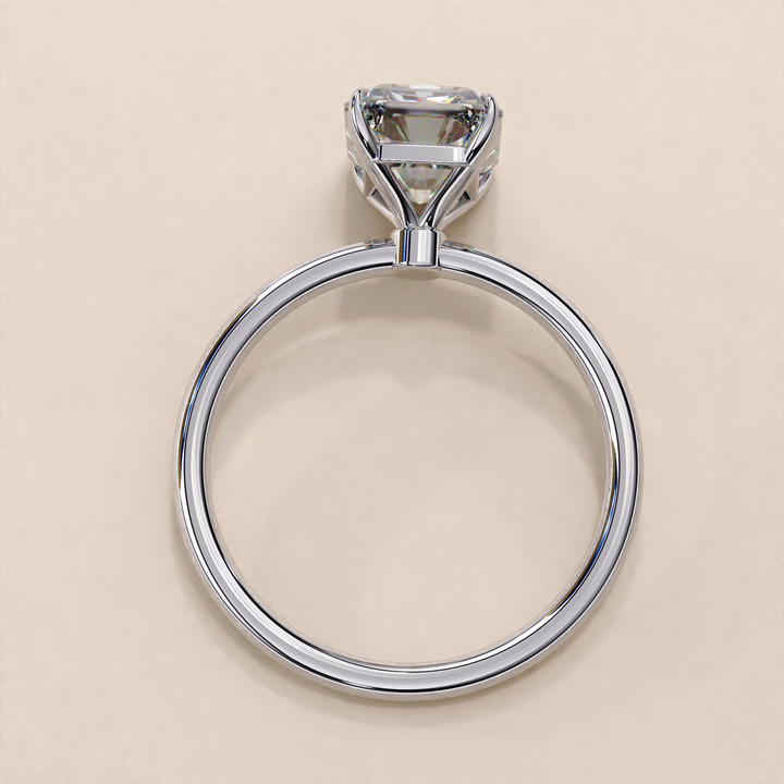 high-quality hidden halo diamond ring | radiant cut solitaire diamond ring | diamond ring with hidden halo brilliance