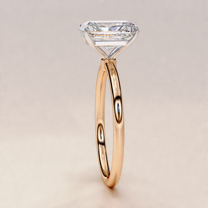 secure hidden halo diamond setting | radiant cut bridal ring with halo | lab created radiant cut diamond ring