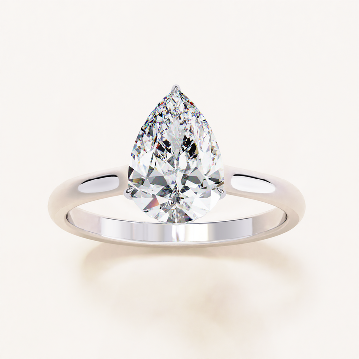 Open Designer Shank with Hidden Halo Pear Cut Lab Grown Diamond Ring