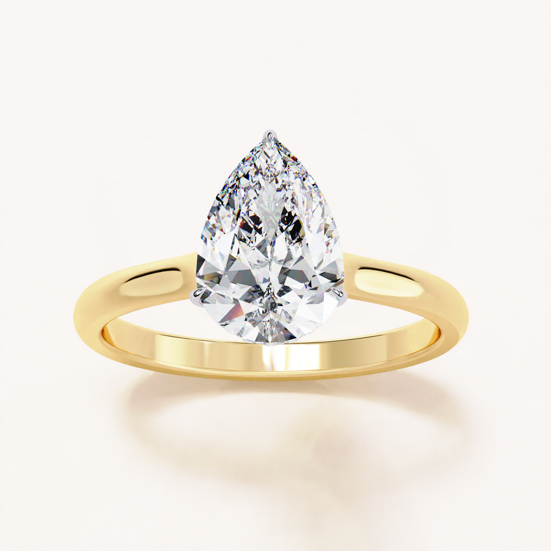 pear diamond band | designer lab ring | sparkling shank ring
