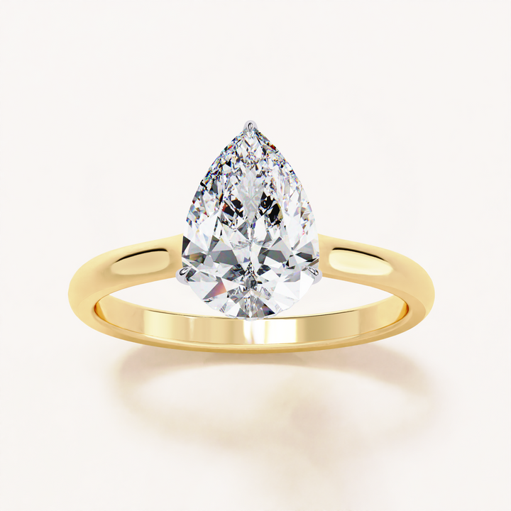 pear diamond band | designer lab ring | sparkling shank ring
