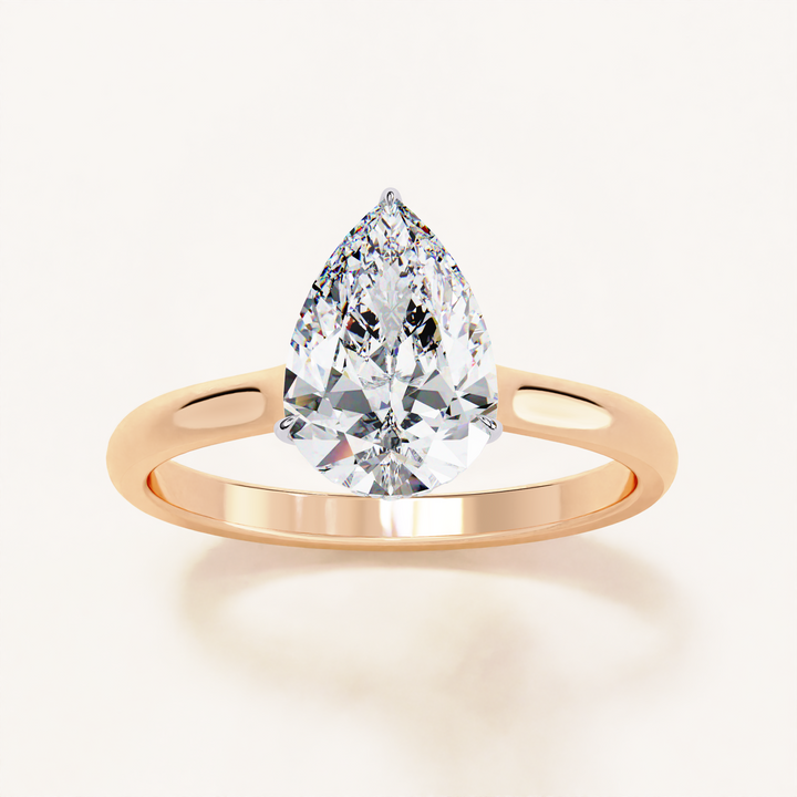 Open Designer Shank with Hidden Halo Pear Cut Lab Grown Diamond Ring
