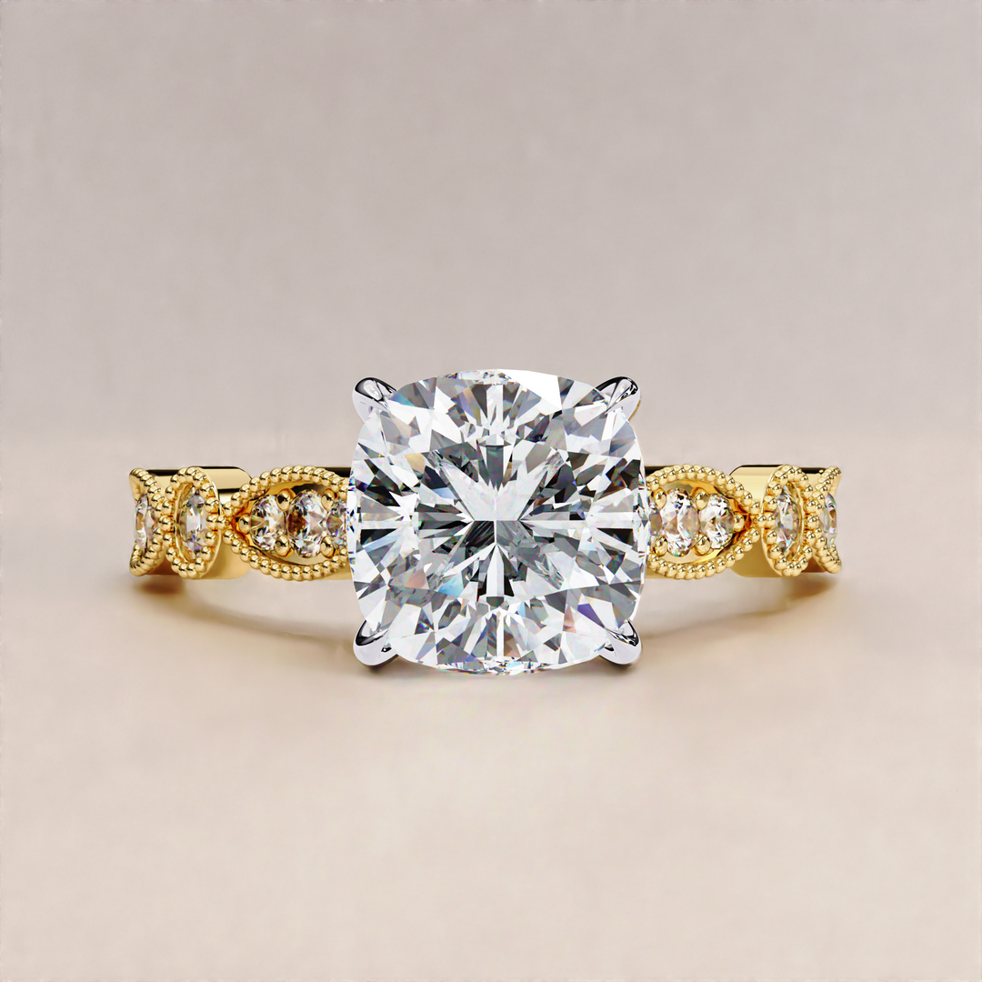 vintage marquise ring | round accent lab ring | art deco cushion ring
