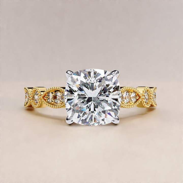 vintage marquise ring | round accent lab ring | art deco cushion ring

