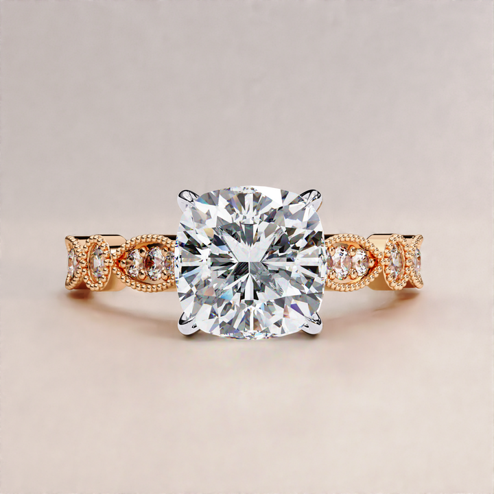 GIA certified lab diamond | cushion engagement | 6 prong lab diamond
