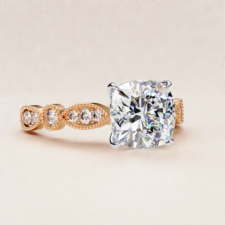 bridal ring cushion cut | anniversary diamond ring | dainty cushion design
