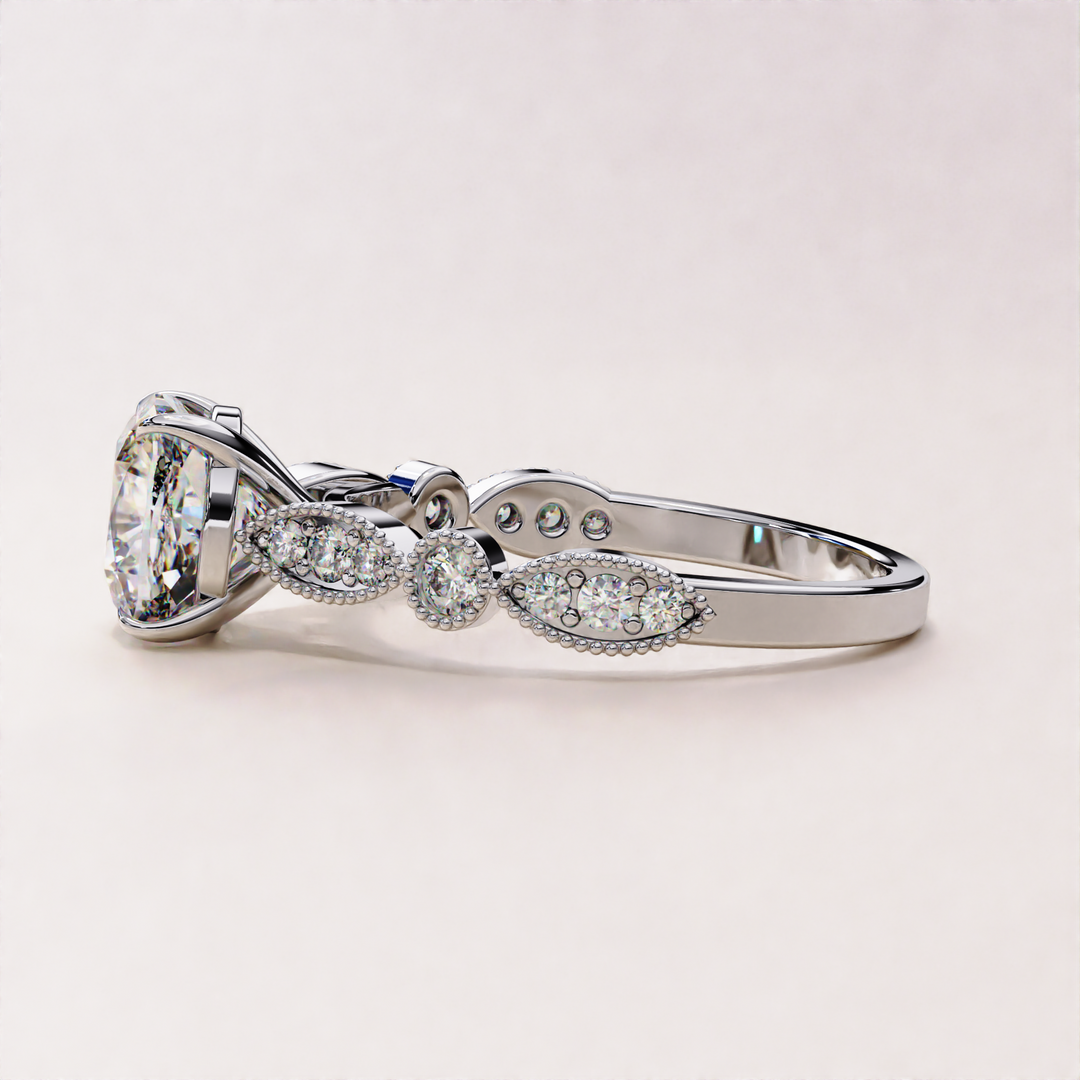 cushion ring with accents | heirloom inspired ring | ethical diamond ring
