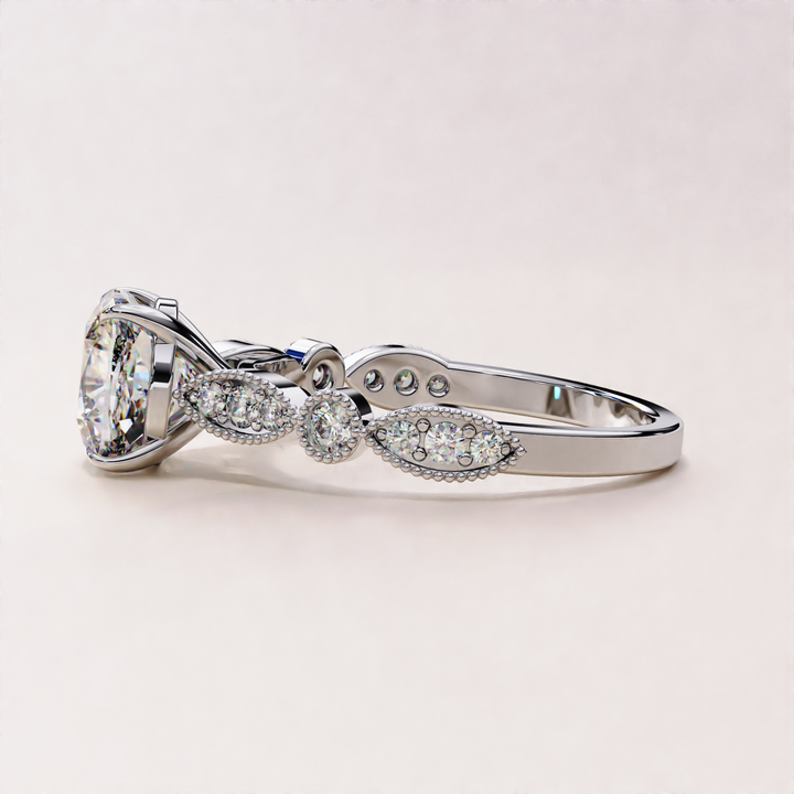 cushion ring with accents | heirloom inspired ring | ethical diamond ring
