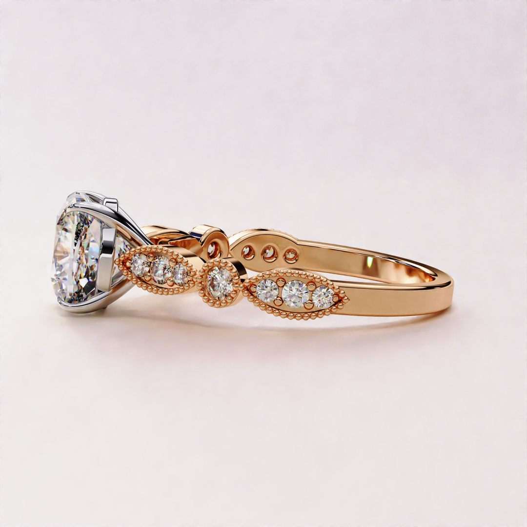 lab cushion solitaire | custom lab diamond ring | handmade gold ring
