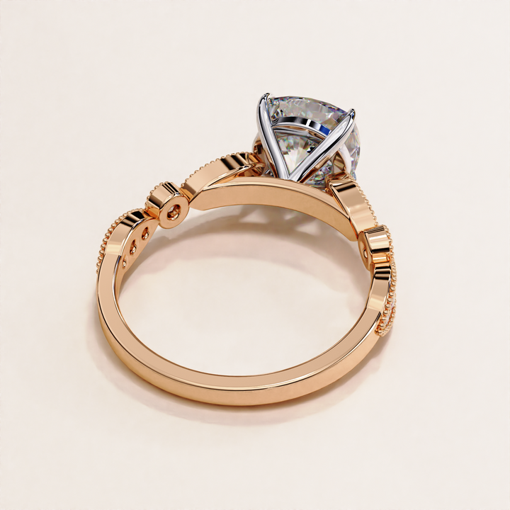 sustainable bridal ring | cushion center stone | white rose yellow
