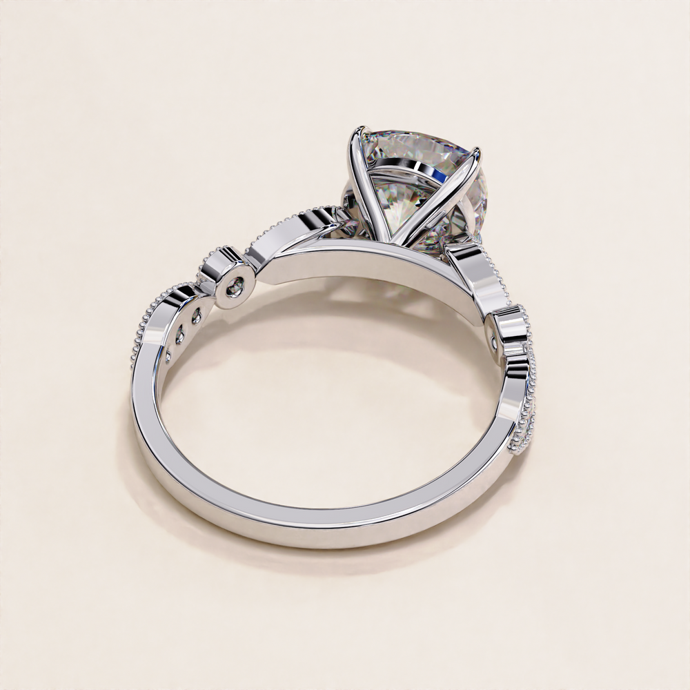 14k gold lab diamond | milgrain marquise accents | antique style ring

