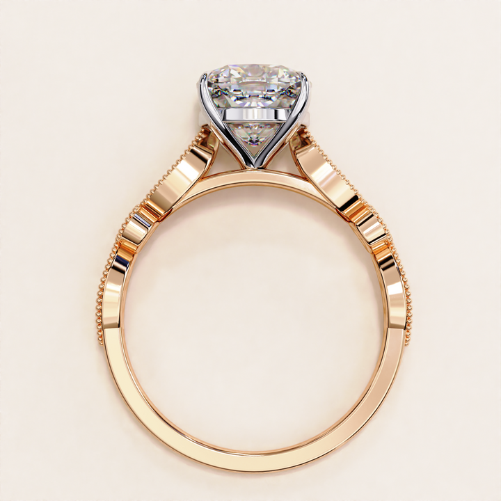 VS clarity diamond | ethical engagement band | petite side stone ring

