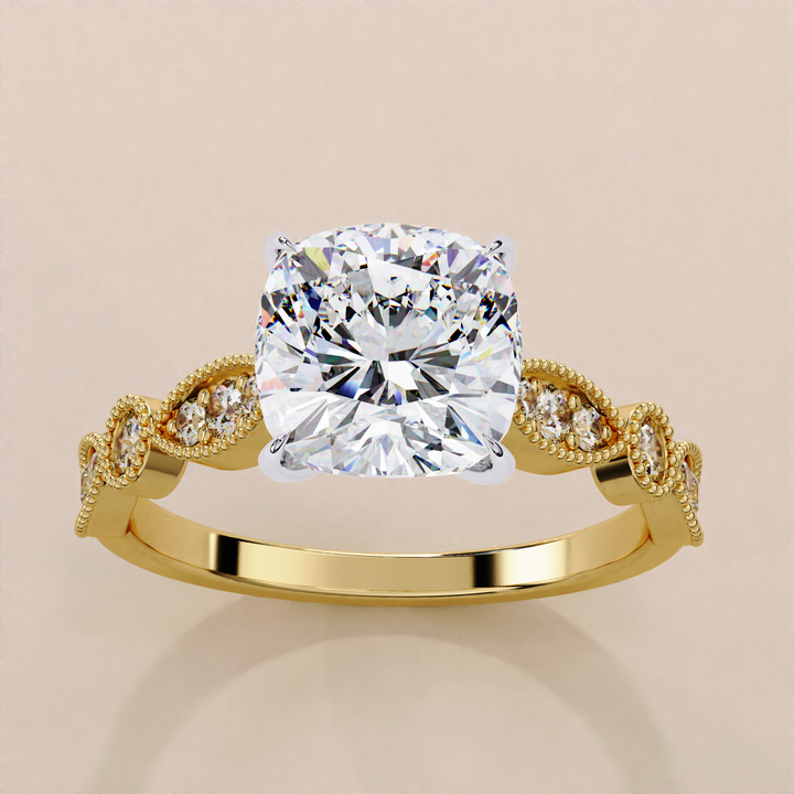 USA made jewelry | scalloped side ring | romantic lab ring
