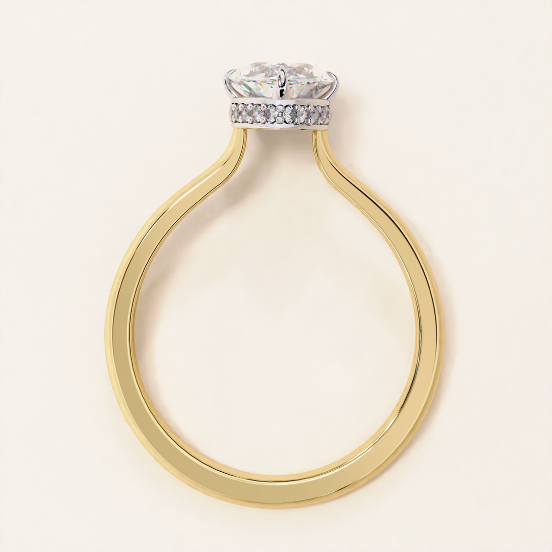 slim band ring | solitaire with halo | dainty lab diamond

