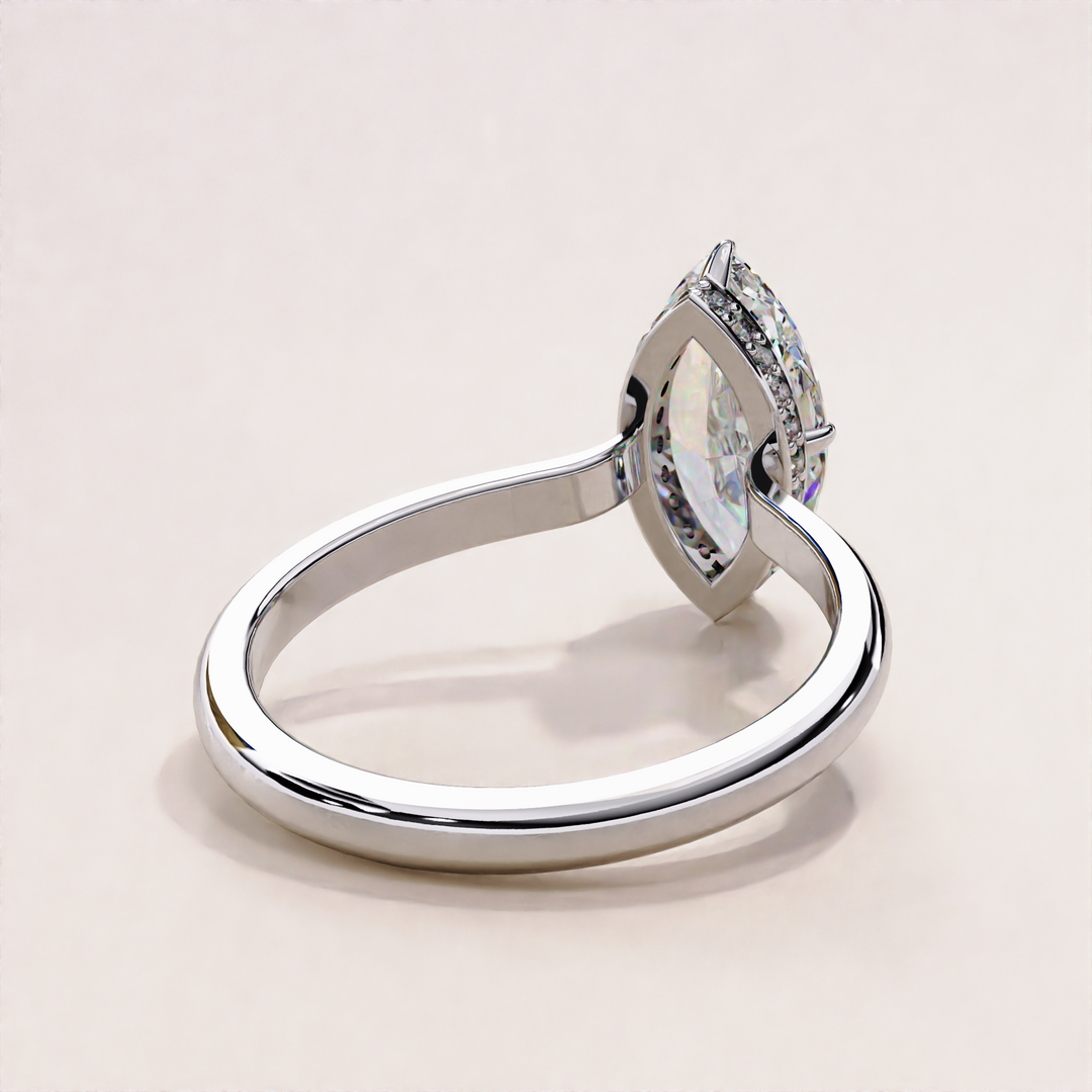 lab diamond marquise | hidden halo detail | certified diamond ring

