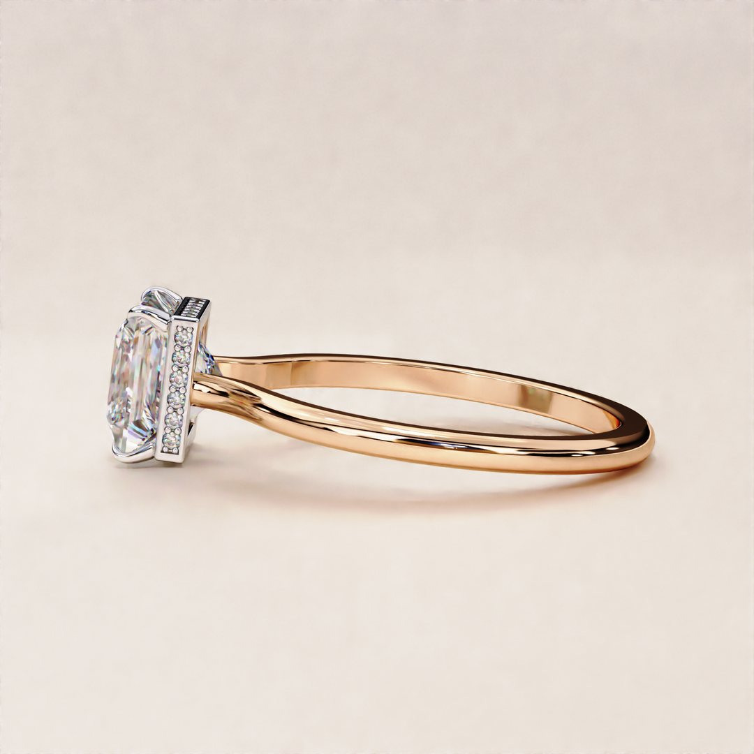 Pink Lab Grown Option | Hidden Halo Moissanite | Sustainable Gold Ring
