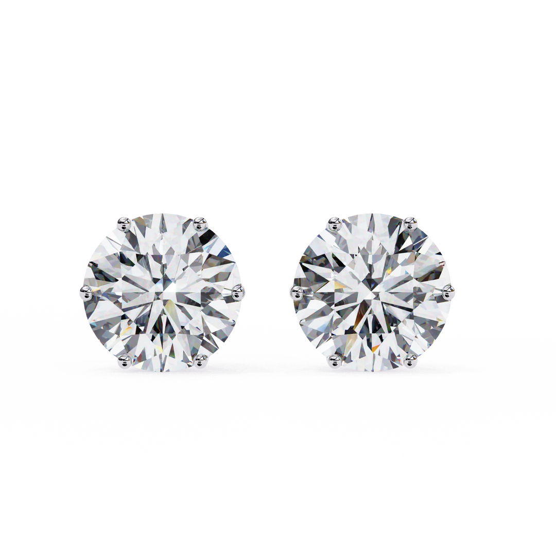 Lab Grown Diamond Stud Earrings, 6.0 TW Round Cut Diamond Earrings, Gift for Women, Earrings for Mother, Wife and Daughter, Screw/Push Back