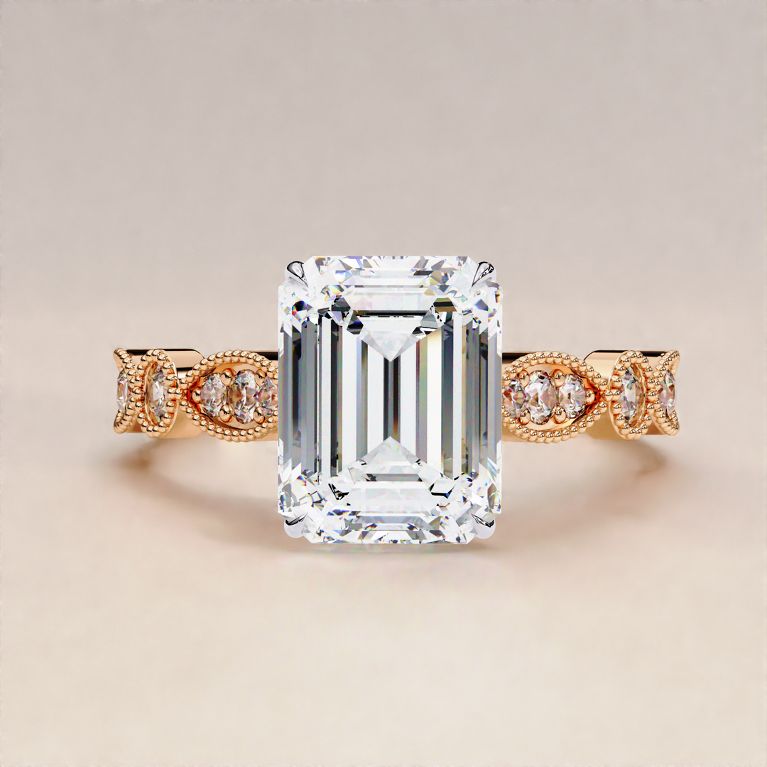 emerald engagement ring gold | lab grown emerald ring | emerald cut band ring