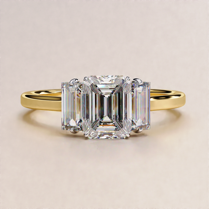 Three Emerald Cut, Lab Grown Diamond, Luxury Anniversary Gift, For Her, Ethical Jewelry, Sustainable Diamonds, Fine Craftsmanship, Modern Design, Anniversary Jewelry, Special Occasion, Unique Gift, Statement Piece, Handcrafted Jewelry, Designer Anniversary Ring, Elegant Design, Precious Stones, Custom Jewelry, Personalized Gift, High Quality, Timeless Elegance