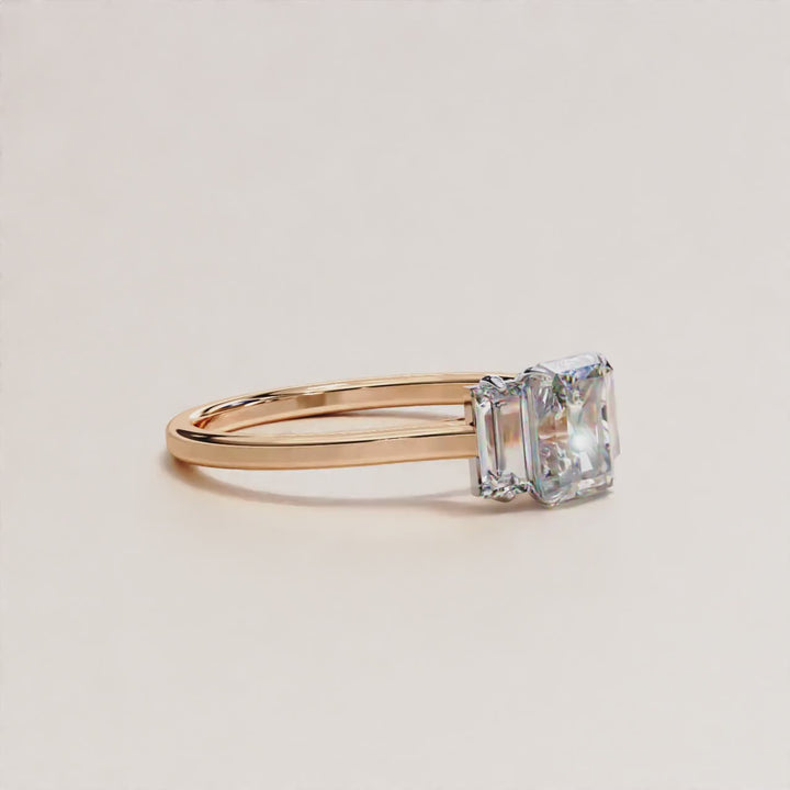 Radiant Cut Diamond, Lab Grown Diamond, Luxury Anniversary Gift, Three Diamond Ring, Ethical Jewelry, Sustainable Diamonds, Fine Craftsmanship, Modern Design, Anniversary Jewelry, Special Occasion, Unique Gift, Statement Piece, Handcrafted Jewelry, Designer Anniversary Ring, Elegant Design