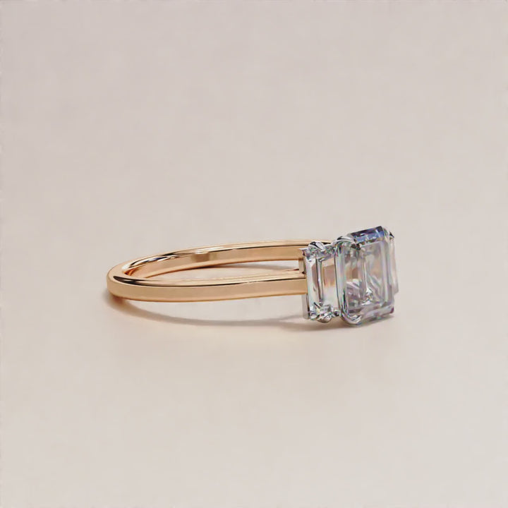 Three Emerald Cut, Lab Grown Diamond, Luxury Anniversary Gift, For Her, Ethical Jewelry, Sustainable Diamonds, Fine Craftsmanship, Modern Design, Anniversary Jewelry, Special Occasion, Unique Gift, Statement Piece, Handcrafted Jewelry, Designer Anniversary Ring, Elegant Design, Precious Stones, Custom Jewelry, Personalized Gift, High Quality, Timeless Elegance