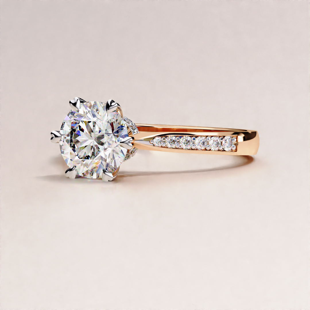 rose gold pave set engagement ring 