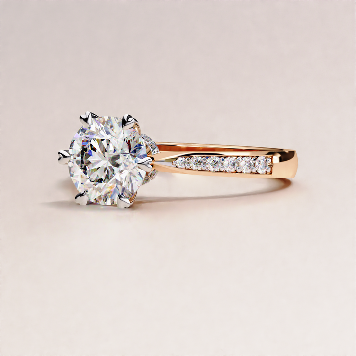 rose gold pave set engagement ring 