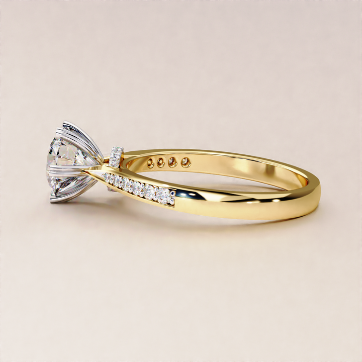round cut hidden halo engagement ring